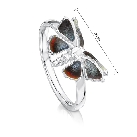 Red Admiral Butterfly Enamel Ring by Sheila Fleet Jewellery