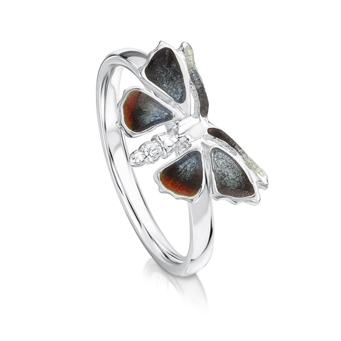 Red Admiral Butterfly Enamel Ring by Sheila Fleet Jewellery