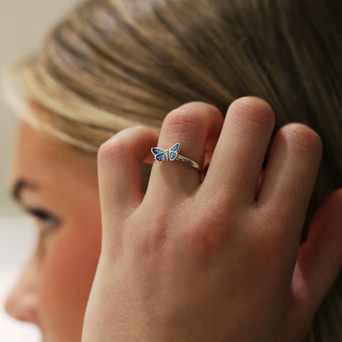 Holly Blue Butterfly Enamel Ring by Sheila Fleet Jewellery
