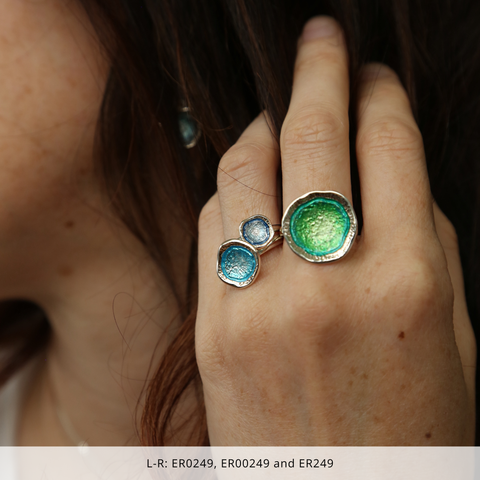 Lunar Bright Ring in Spring Green Enamel by Sheila Fleet Jewellery