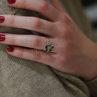 Red Admiral Butterfly Enamel Charm Ring by Sheila Fleet Jewellery