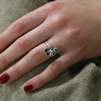 Red Admiral Butterfly Enamel Charm Ring by Sheila Fleet Jewellery