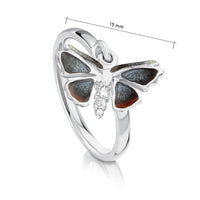 Red Admiral Butterfly Enamel Charm Ring by Sheila Fleet Jewellery