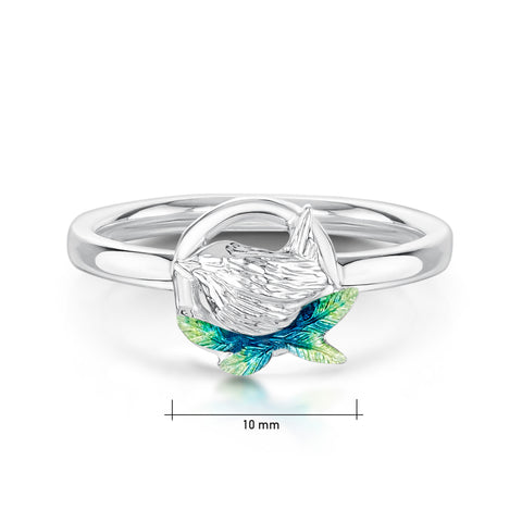 Wren Silver Ring in Spring Enamel