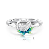 Wren Silver Ring in Spring Enamel