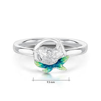 Wren Silver Ring in Spring Enamel by Sheila Fleet Jewellery