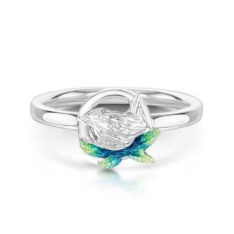 Wren Silver Ring in Spring Enamel by Sheila Fleet Jewellery