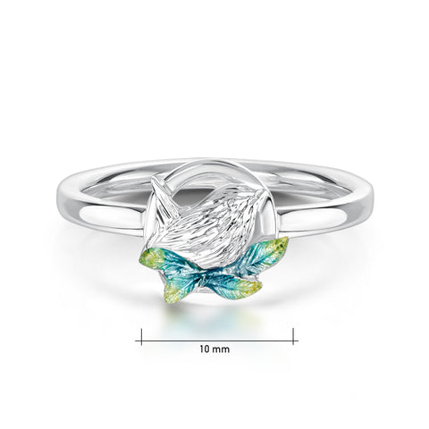 Wren Silver Ring in Summer Enamel By Sheila Fleet Jewellery