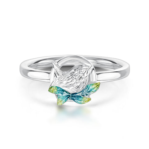 Wren Silver Ring in Summer Enamel by Sheila Fleet Jewellery