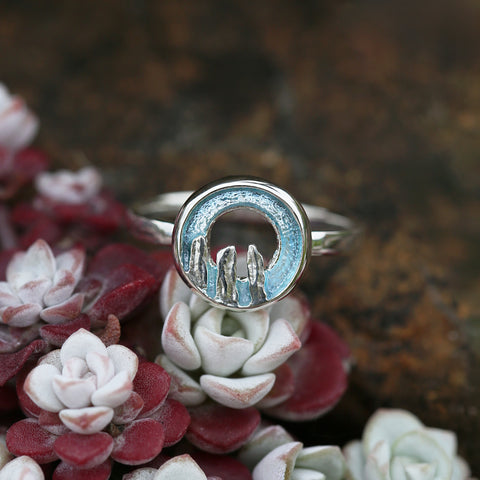 Orkney Spirit Small Ring in Blue Grey Enamel by Sheila Fleet Jewellery