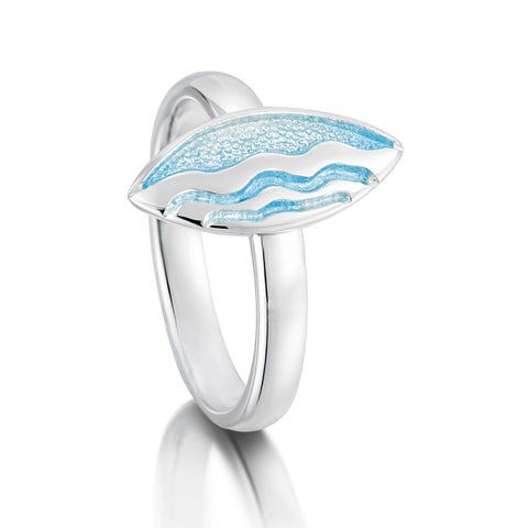 Sands of Time 3-ripple Ring in Ice Enamel by Sheila Fleet Jewellery