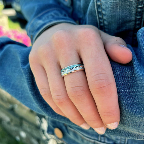 Skyran Sterling Silver Ring in Storm Enamel by Sheila Fleet Jewellery