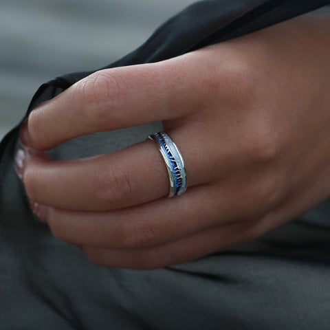 Skyran Enamelled Ring in Sterling Silver by Sheila Fleet Jewellery