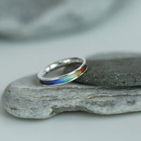 Rainbow Enamel Ring in Sterling Silver by Sheila Fleet Jewellery