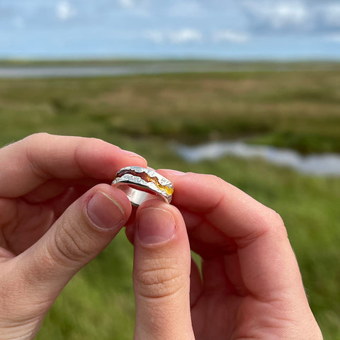 Lava Stream Ring in Fire Enamel by Sheila Fleet Jewellery