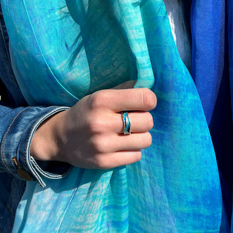 Sea Motion Ring in Tempest Enamel