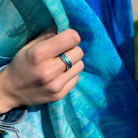 Sea Motion Ring in Tempest Enamel