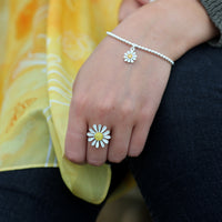 Daisies at Dawn Dress Enamel Ring in Sterling Silver by Sheila Fleet Jewellery