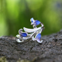 Bluebell 3-flower Enamel Ring in Sterling Silver by Sheila Fleet Jewellery