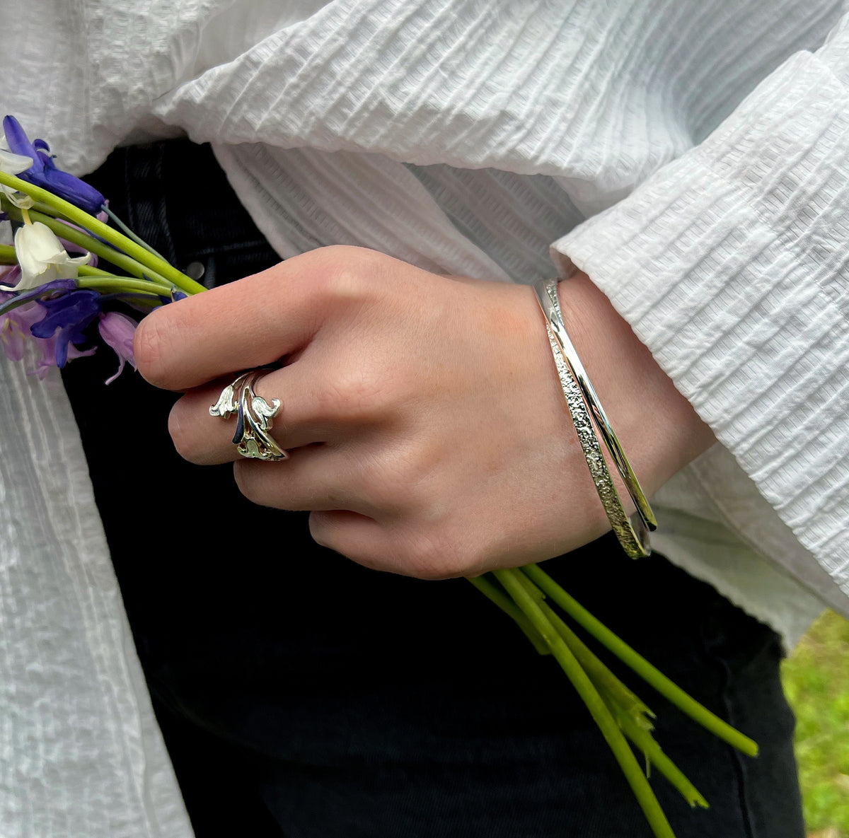 Matrix Embrace Bangle in Sterling Silver β Sheila Fleet Jewellery