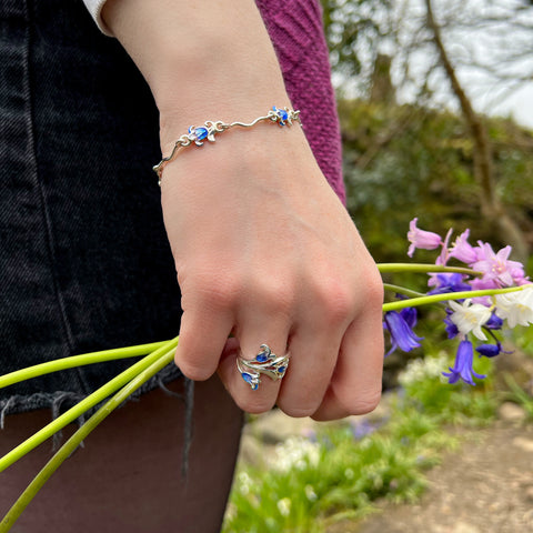 Bluebell Enamel Bracelet in Sterling Silver by Sheila Fleet Jewellery