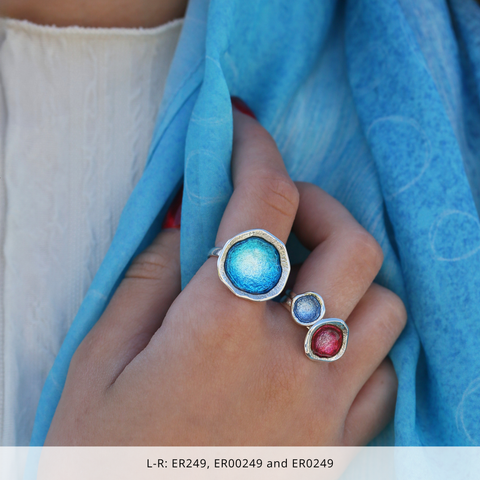 Lunar Bright Small Ring in Hot Pink Enamel by Sheila Fleet Jewellery