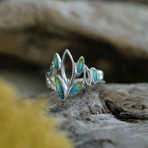 Seasons Sterling Silver Ring in Summer Enamel by Sheila Fleet Jewellery