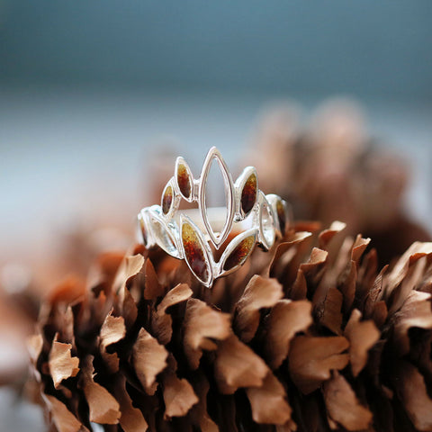 Seasons Sterling Silver Ring in Autumn Enamel by Sheila Fleet Jewellery