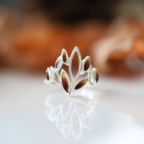 Seasons Sterling Silver Ring in Autumn Enamel by Sheila Fleet Jewellery