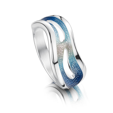 Sea Moss Ring in Sea Blue Enamel by Sheila Fleet Jewellery