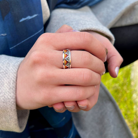 Skara Shard Enamel Ring in Sterling Silver by Sheila Fleet Jewellery
