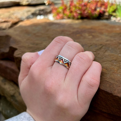 Skara Shard Enamel Ring in Sterling Silver by Sheila Fleet Jewellery