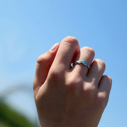 River Ripples Sterling Silver Ring in Shallows Enamel