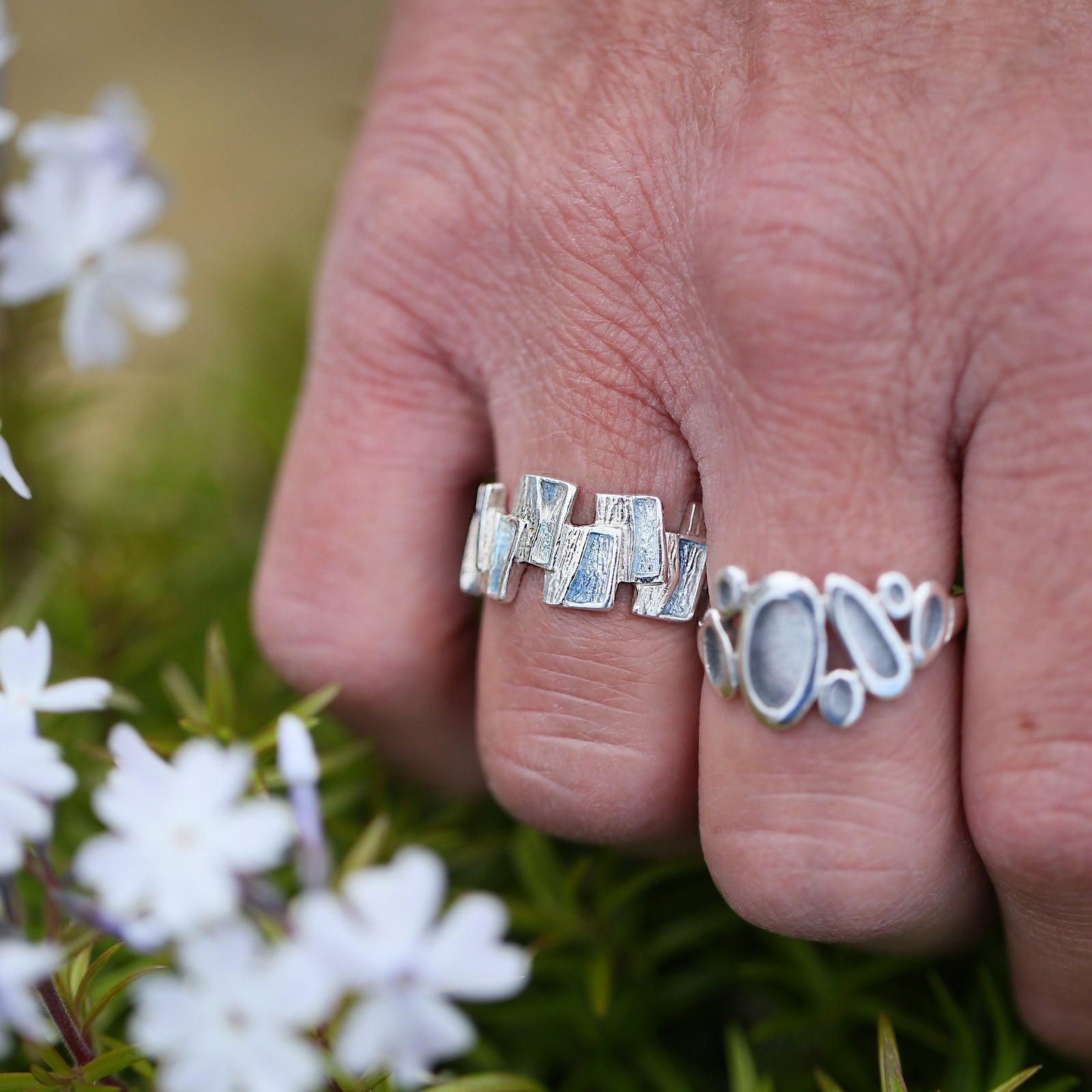 Flagstone Sterling Silver Ring in Slate Enamel – Sheila Fleet Jewellery
