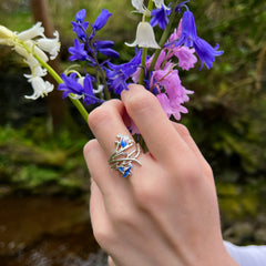Bluebell 2-flower Enamel Ring in Sterling Silver by Sheila Fleet Jewellery