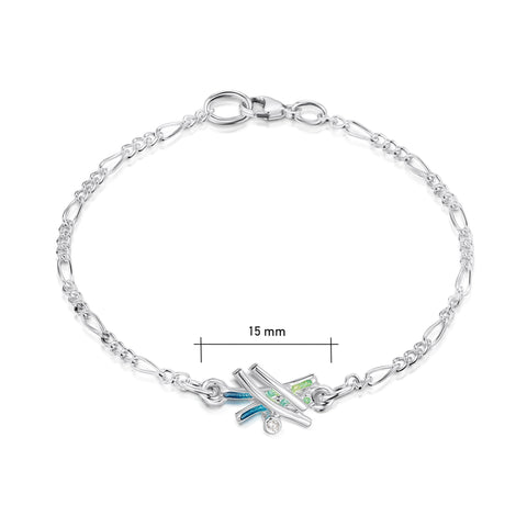 Wild Grasses Single-link Cubic Zirconia Bracelet in Meadow Enamel by Sheila Fleet Jewellery