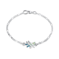 Wild Grasses Single-link Cubic Zirconia Bracelet in Meadow Enamel by Sheila Fleet Jewellery