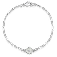 Primula Scotica 1-flower Cubic Zirconia Bracelet in Crystal Enamel