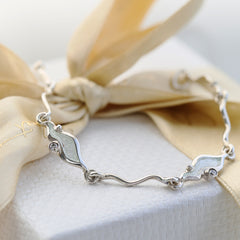 River Ripples 4-link Cubic Zirconia Bracelet in Crystal Enamel by Sheila Fleet Jewellery