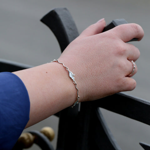 River Ripples Cubic Zirconia Bracelet in Frost Enamel by Sheila Fleet Jewellery