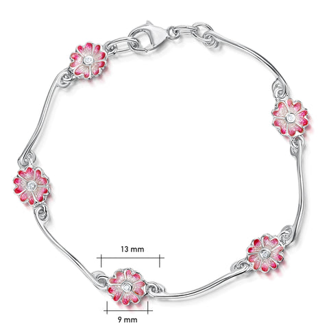 Primula Scotica 5-flower Cubic Zirconia Bracelet in Hot Pink
