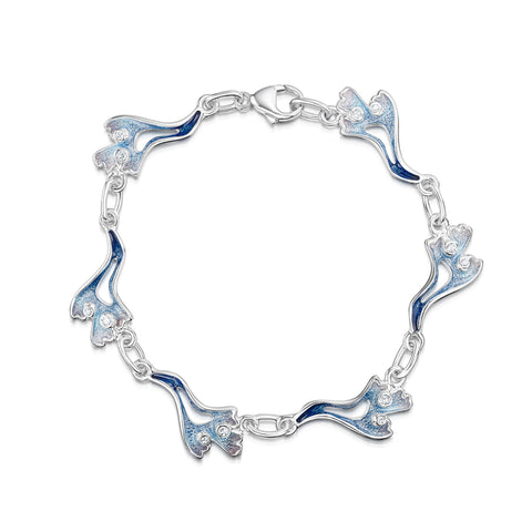 Sea Moss 6-link Cubic Zirconia Bracelet in Sea Blue Enamel by Sheila Fleet Jewellery