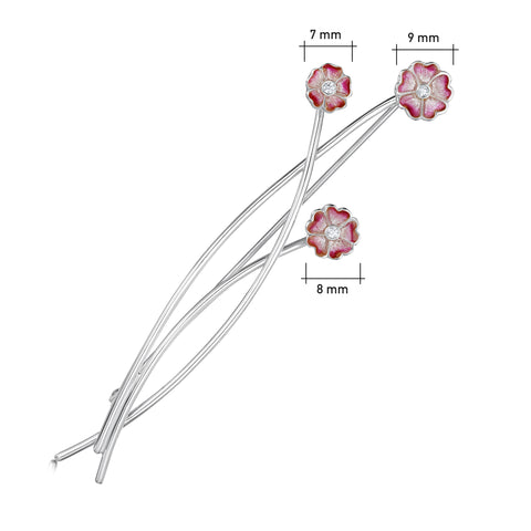 Primula Scotica Cubic Zirconia Brooch in Hot Pink Enamel