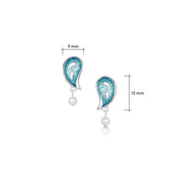 Paisley Leaf Pearl Stud Earrings in Verdi Enamel by Sheila Fleet Jewellery