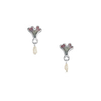 Sea Moss Baroque Pearl Small Stud Drop Earrings in Mill Sands Enamel by Sheila Fleet Jewellery