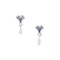 Sea Moss Baroque Pearl Small Stud Drop Earrings in Sea Blue Enamel by Sheila Fleet Jewellery