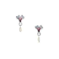 Sea Moss Baroque Pearl Small Stud Drop Earrings in Sea Pink Enamel by Sheila Fleet Jewellery