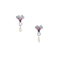 Sea Moss Baroque Pearl Small Stud Drop Earrings in Sea Pink Enamel by Sheila Fleet Jewellery