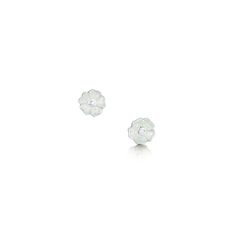 Primula Scotica Petite CZ Stud Earrings in Crystal Enamel by Sheila Fleet Jewellery