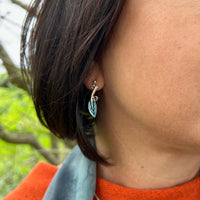 Rowan Drop Earrings in Sage Enamel with Moonstone